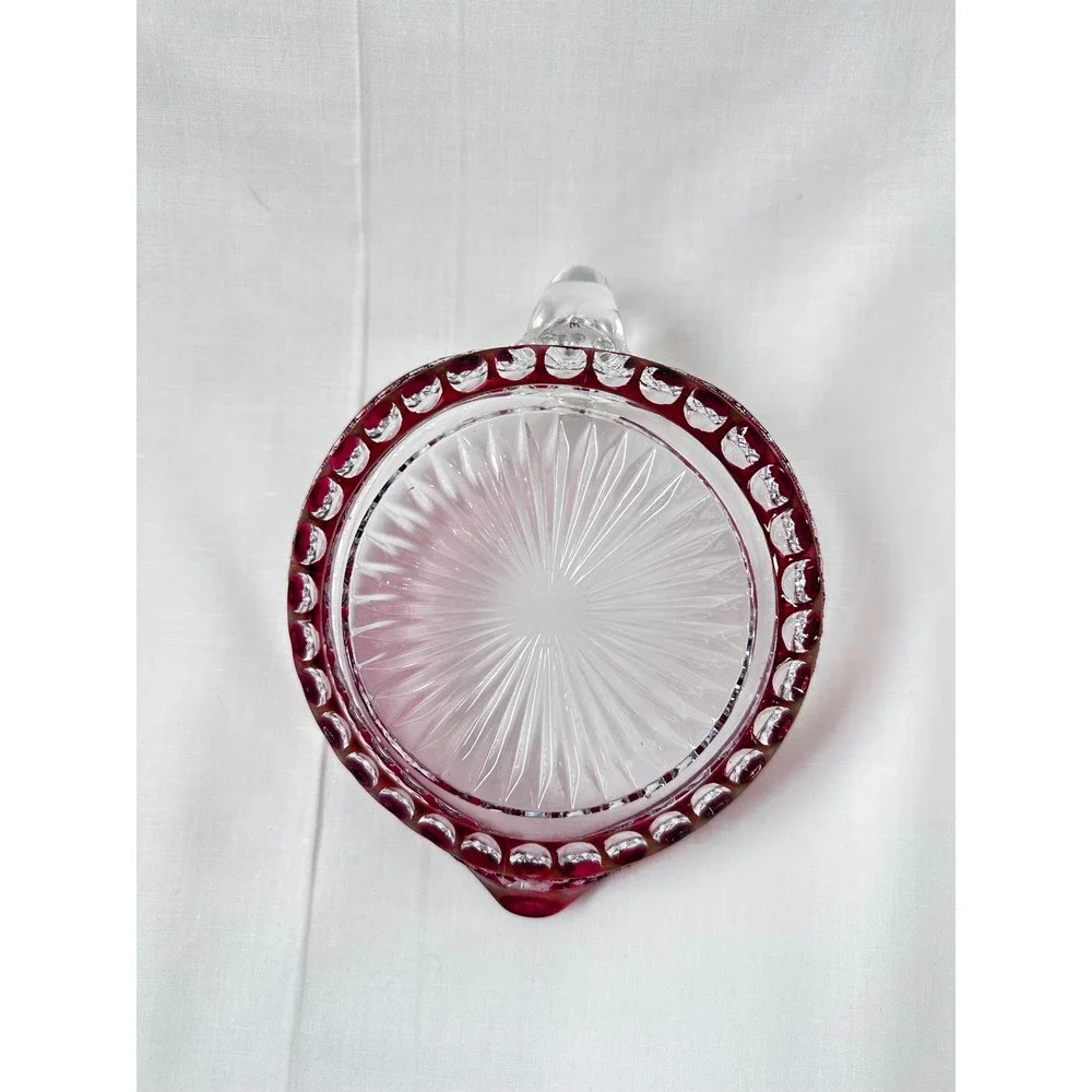 Westmoreland Ruby Red Waterford‎ 5" Heart Shaped Bonbon Nappy Glass Dish Handle - Picture 10 of 14